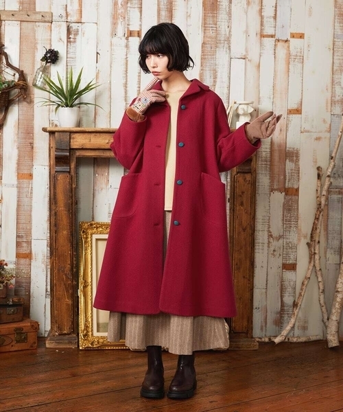 Jocomomola（ホコモモラ）の「Huellas de aves へリンボーンタックフレアスカート（スカート・レディース・ブルー/ベージュ・40/42）」の12枚目の写真
