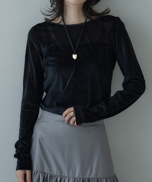 GALLEST(ギャレスト)の「バックカットアウトベロアカットソー(Tシャツ/カットソー・レディース・グレー/ブラウン系その他/ホワイト/ブラック・38)」の21枚目の写真