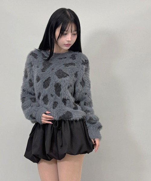 FOLLOWIN(フォロウィン)の「シャギーレオパードニットプルオーバー(ニット/セーター・レディース・チャコールグレー/カーキ・FREE)」の5枚目の写真