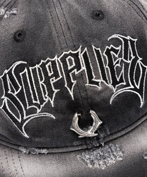 SUPPLIER（サプライヤー）の「SUPPLIER/サプライヤー Pierced Logo 6 Panel Cap ダメージ加工 ピアス付き 6Pキャップ（キャップ・メンズ・ブラック・FREE）」の12枚目の写真