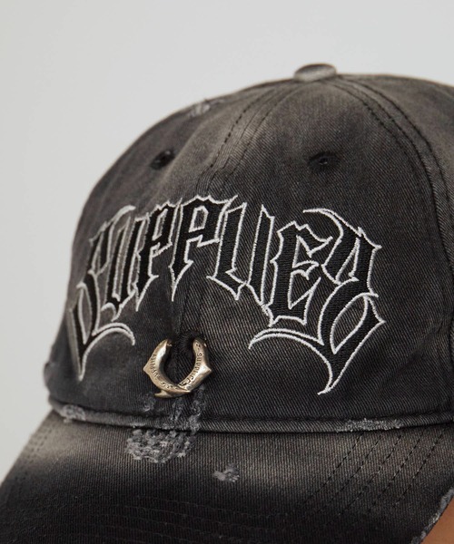 SUPPLIER（サプライヤー）の「SUPPLIER/サプライヤー Pierced Logo 6 Panel Cap ダメージ加工 ピアス付き 6Pキャップ（キャップ・メンズ・ブラック・FREE）」の14枚目の写真