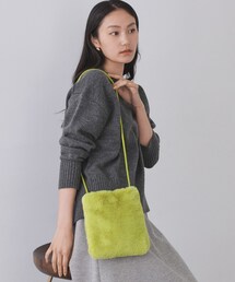 【11色展開】フェイクファースクエアミニポシェット