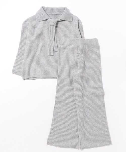 L LABEL(エルラベル)の「リブニット&パンツ2点セットアップ(セットアップ・レディース・ライトグレー/チャコール/アイボリー・FREE)」の9枚目の写真