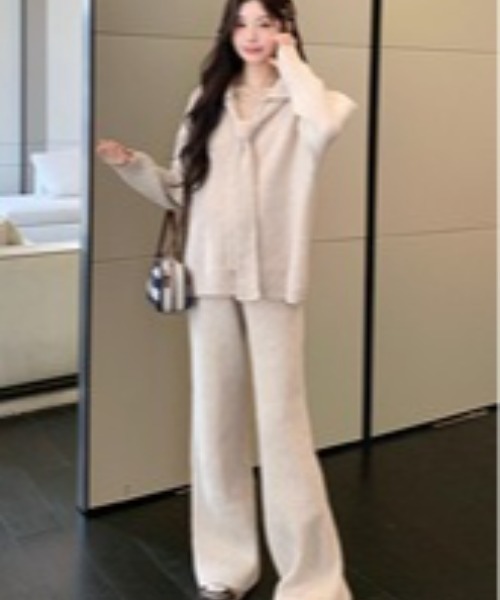 L LABEL(エルラベル)の「リブニット&パンツ2点セットアップ(セットアップ・レディース・ライトグレー/チャコール/アイボリー・FREE)」の20枚目の写真