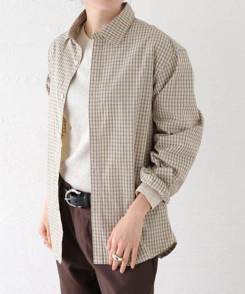 PULP/417EDIFICE(パルプフォーワンセブンエディフィス)の「PULP / ミニチェック スタンダードシャツ(シャツ/ブラウス・メンズ・ベージュ/ブラック・2/1)」の9枚目の写真