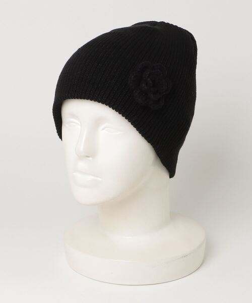 Vini（ヴィニ）の「フラワー モチーフ ニット ビーニー（ニットキャップ/ビーニー・レディース・ブラック/ホワイト・FREE）」の7枚目の写真