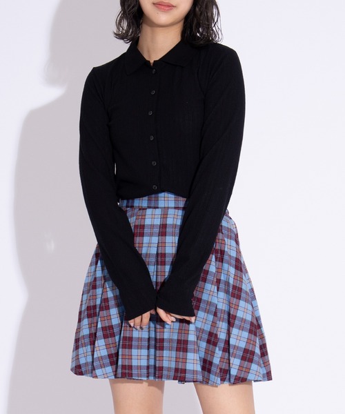 PUNYUS（プニュズ）の「襟付きカーディガン（カーディガン/ボレロ・レディース・ホワイト/ブラック/サックスブルー・1/2/3/4/5）」の12枚目の写真