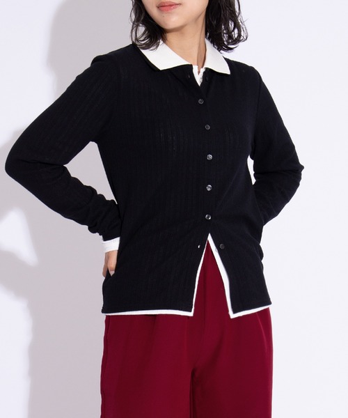 PUNYUS（プニュズ）の「襟付きカーディガン（カーディガン/ボレロ・レディース・ホワイト/ブラック/サックスブルー・1/2/3/4/5）」の9枚目の写真