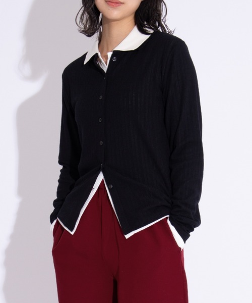 PUNYUS（プニュズ）の「襟付きカーディガン（カーディガン/ボレロ・レディース・ホワイト/ブラック/サックスブルー・1/2/3/4/5）」の10枚目の写真