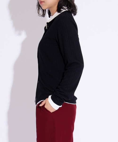 PUNYUS（プニュズ）の「襟付きカーディガン（カーディガン/ボレロ・レディース・ホワイト/ブラック/サックスブルー・1/2/3/4/5）」の11枚目の写真