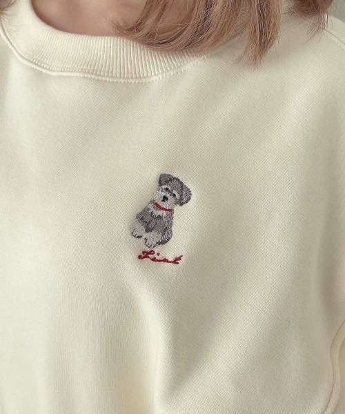 F i.n.t（フィント）の「シュナウザー刺繍スウェット/fint フィント（スウェット・レディース・ライトグレー/アイボリー/グリーン・FREE）」の10枚目の写真