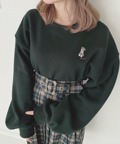 F i.n.t（フィント）の「シュナウザー刺繍スウェット/fint フィント（スウェット・レディース・ライトグレー/アイボリー/グリーン・FREE）」の12枚目の写真