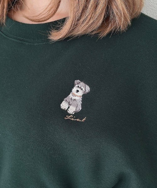 F i.n.t（フィント）の「シュナウザー刺繍スウェット/fint フィント（スウェット・レディース・ライトグレー/アイボリー/グリーン・FREE）」の13枚目の写真
