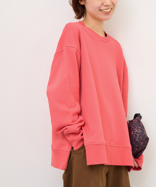 JOURNAL STANDARD relume（ジャーナルスタンダード　レリューム）の「裏毛サイドジッププルオーバー（スウェット・レディース・ピンク/ホワイト/ブラック・FREE）」の3枚目の写真