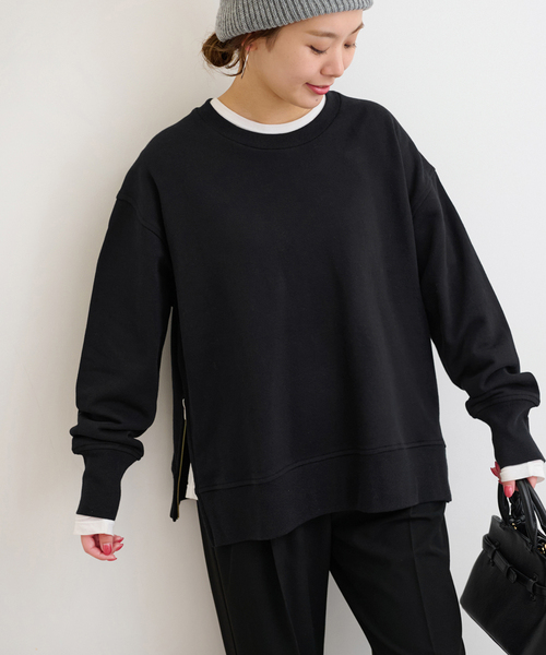 JOURNAL STANDARD relume（ジャーナルスタンダード　レリューム）の「裏毛サイドジッププルオーバー（スウェット・レディース・ピンク/ホワイト/ブラック・FREE）」の7枚目の写真