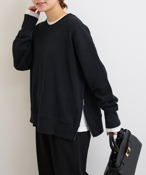 JOURNAL STANDARD relume（ジャーナルスタンダード　レリューム）の「裏毛サイドジッププルオーバー（スウェット・レディース・ピンク/ホワイト/ブラック・FREE）」の9枚目の写真