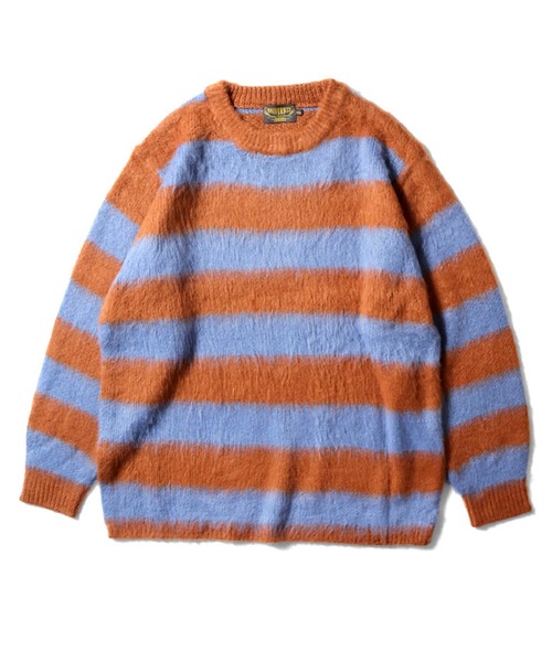 HOUSTON（ヒューストン）の「［UNIVERD72/ユニバード］BORDER MOHAIR TOUCH KNIT SWEATER / モヘアタッチ 起毛 ボーダー ニット セーター【UNISEX】（ニット/セーター・メンズ・ネイビー/ブラック/ブラウン・XL/L/M）」の4枚目の写真
