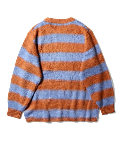 HOUSTON（ヒューストン）の「［UNIVERD72/ユニバード］BORDER MOHAIR TOUCH KNIT SWEATER / モヘアタッチ 起毛 ボーダー ニット セーター【UNISEX】（ニット/セーター・メンズ・ネイビー/ブラック/ブラウン・XL/L/M）」の5枚目の写真