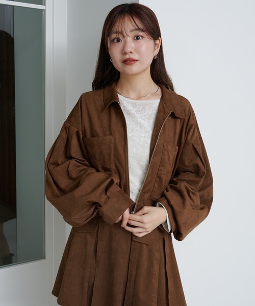 Kastane（カスタネ）の「【一部店舗入荷/SETUP対応】スタッズショートジャケット（その他アウター・レディース・グレー/ブラウン・FREE）」の18枚目の写真