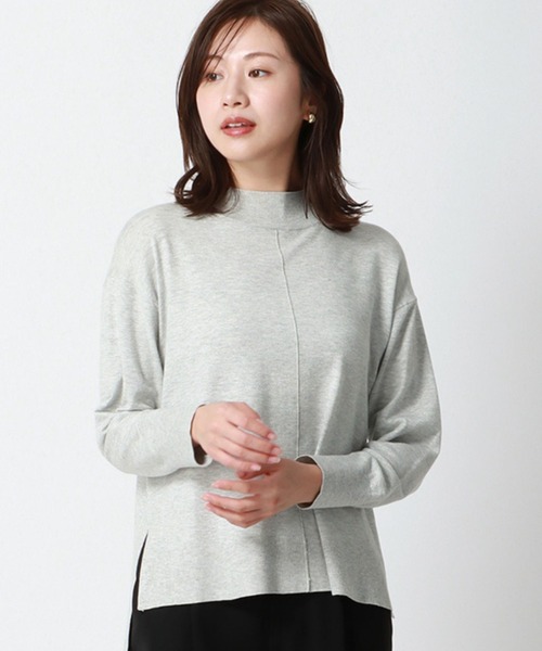 AOYAMA(アオヤマ)の「体のラインを拾わない優秀ニット!ハイネック天竺ニットプルオーバー(ニット/セーター・レディース・ピンク/グレー・S/M/L)」の2枚目の写真