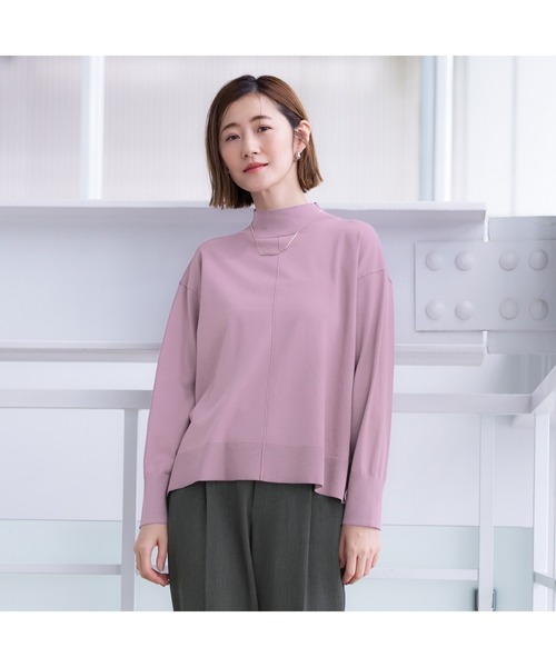 AOYAMA(アオヤマ)の「体のラインを拾わない優秀ニット!ハイネック天竺ニットプルオーバー(ニット/セーター・レディース・ピンク/グレー・S/M/L)」の14枚目の写真