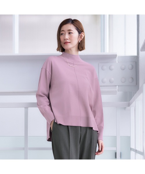 AOYAMA(アオヤマ)の「体のラインを拾わない優秀ニット!ハイネック天竺ニットプルオーバー(ニット/セーター・レディース・ピンク/グレー・S/M/L)」の15枚目の写真