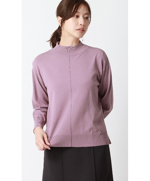 セール】体のラインを拾わない優秀ニット！ハイネック天竺ニットプル