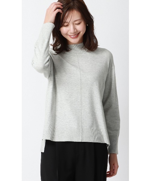 セール】体のラインを拾わない優秀ニット！ハイネック天竺ニットプル