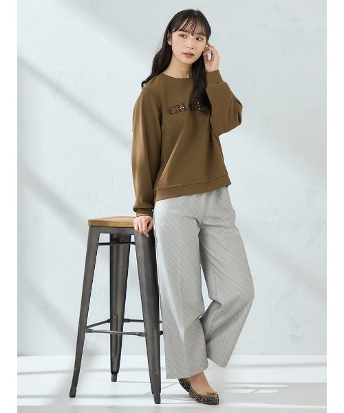 HARUYAMA（ハルヤマ）の「【WEB限定】バイヤスストライプ切替パンツFURRY（その他パンツ・レディース・ブラウン/ライトグレー/ブラック・F）」の2枚目の写真