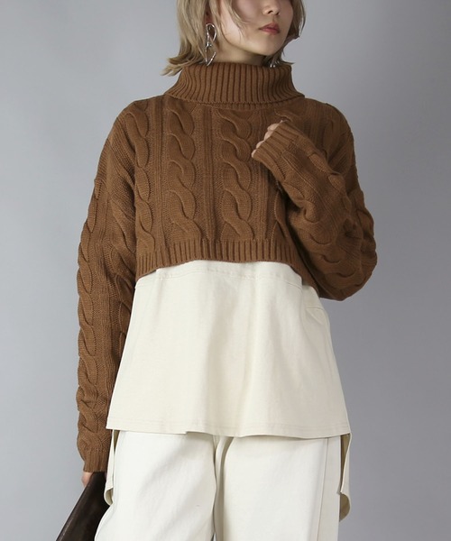 and it_（アンドイット）の「ショートタートルニット（ニット/セーター・レディース・アイボリー/キャメル・M～Ｌ/L～LL）」の7枚目の写真