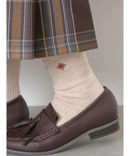 Samansa Mos2(サマンサ モスモス)の「雪柄刺繍ソックス(ソックス/靴下・レディース・ブルー/ブラウン/ベージュ・F)」の3枚目の写真