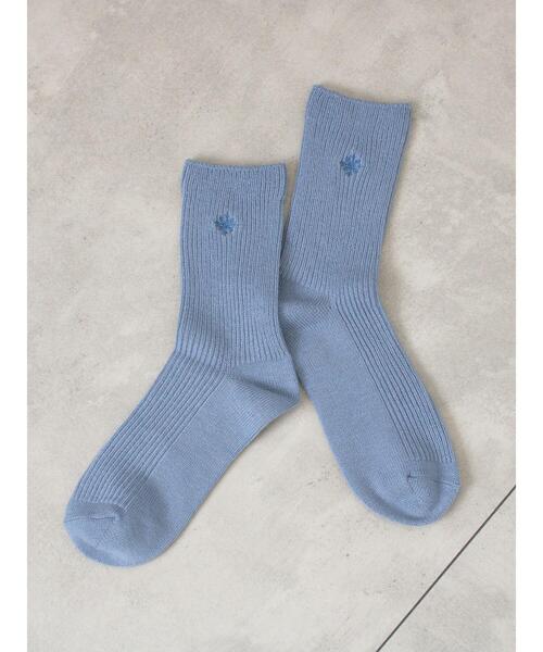 Samansa Mos2(サマンサ モスモス)の「雪柄刺繍ソックス(ソックス/靴下・レディース・ブルー/ブラウン/ベージュ・F)」の1枚目の写真