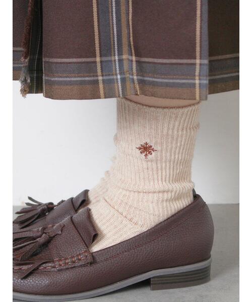 Samansa Mos2(サマンサ モスモス)の「雪柄刺繍ソックス(ソックス/靴下・レディース・ブルー/ブラウン/ベージュ・F)」の5枚目の写真