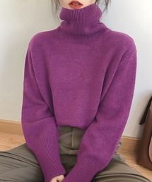 Ermenegildo Zegna タートルネックセーター L52 パープル 干場義雅氏 別注色 イタリア製メリノウールニット