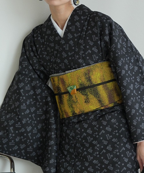 帯単品 小袋帯 ニコアンティーク シムーン・サフラン