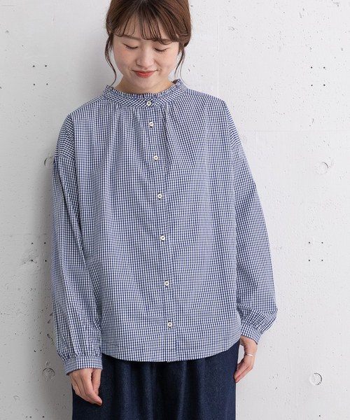 POU DOU DOU(プードゥドゥ)の「スタンドフリル布帛使いトップス(Tシャツ/カットソー・レディース・ネイビー/ダークグレー/ブラック・M)」の4枚目の写真