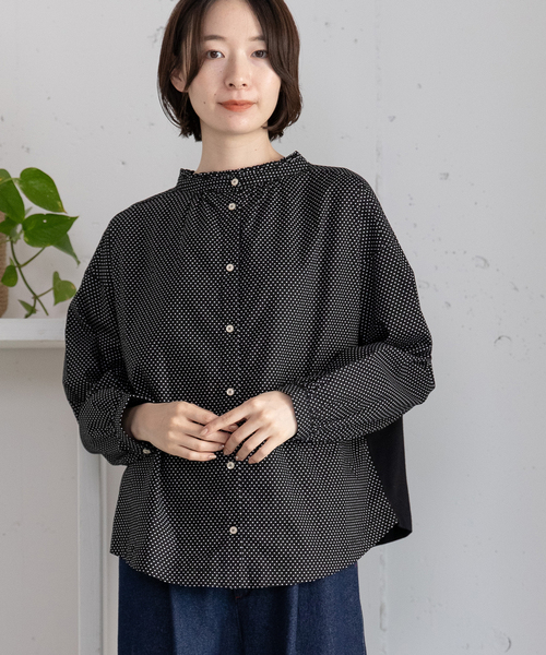 POU DOU DOU(プードゥドゥ)の「スタンドフリル布帛使いトップス(Tシャツ/カットソー・レディース・ネイビー/ダークグレー/ブラック・M)」の19枚目の写真