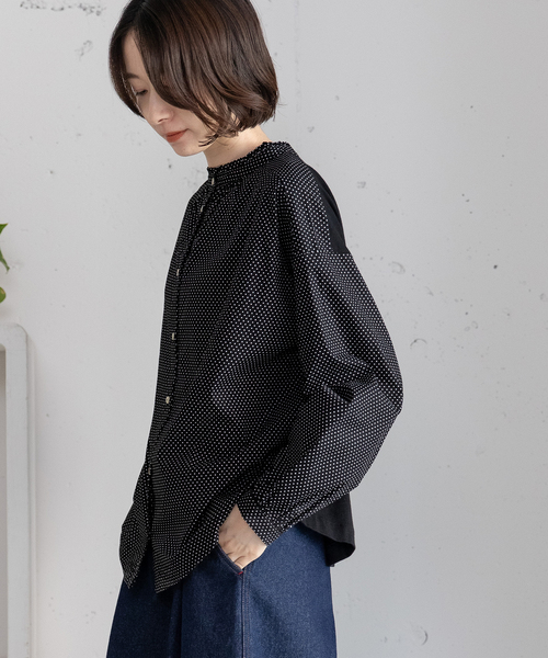 POU DOU DOU(プードゥドゥ)の「スタンドフリル布帛使いトップス(Tシャツ/カットソー・レディース・ネイビー/ダークグレー/ブラック・M)」の21枚目の写真