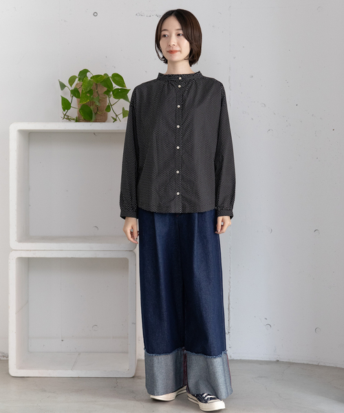 POU DOU DOU(プードゥドゥ)の「スタンドフリル布帛使いトップス(Tシャツ/カットソー・レディース・ネイビー/ダークグレー/ブラック・M)」の22枚目の写真