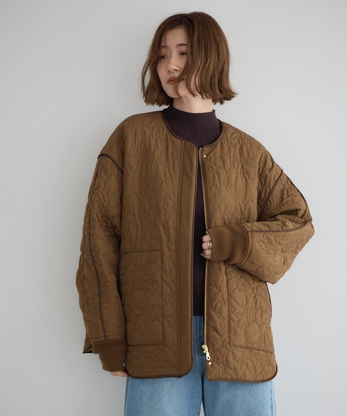 YECCA VECCA（イェッカヴェッカ）の「ニュアンス柄キルティングブルゾン（ブルゾン・レディース・ブラック/ブラウン・FREE）」の18枚目の写真