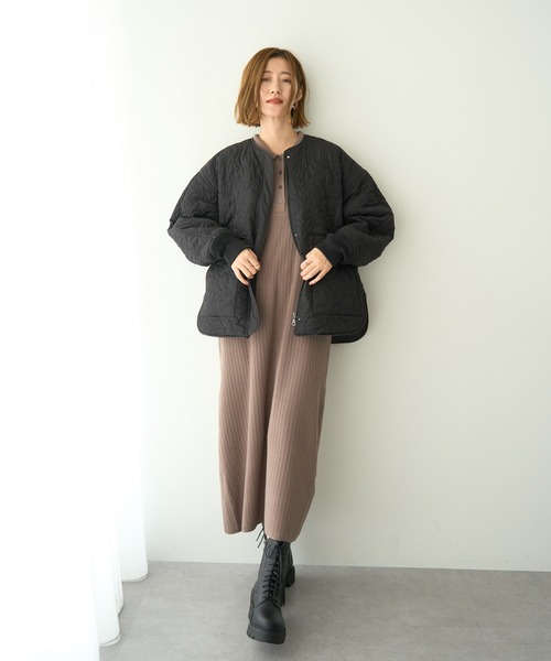 YECCA VECCA（イェッカヴェッカ）の「ニュアンス柄キルティングブルゾン（ブルゾン・レディース・ブラック/ブラウン・FREE）」の9枚目の写真