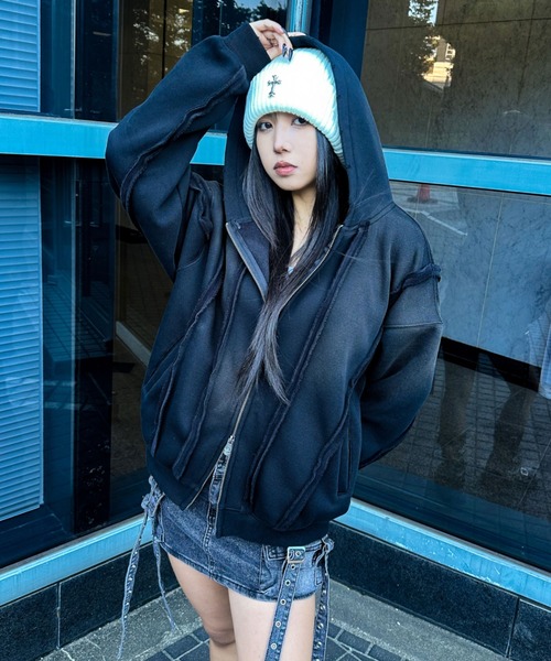 A'GEM/9 × .kom 『A'gem/エージェム』Spray Double Zip-Up Hoodie