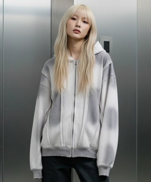 ダブルジップパーカーAgem/9 A'GEM/9 × .kom 『A'gem/エージェム』Spray Double Zip-Up Hoodie