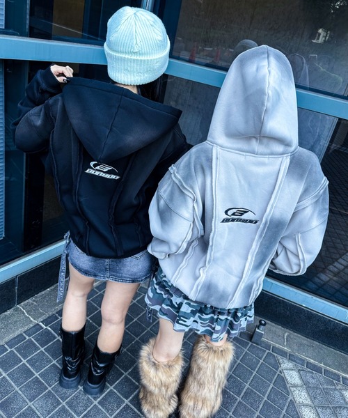 A'gem(エージェム)の「A'GEM/9 × .kom 『A'gem/エージェム』Spray Double Zip-Up Hoodie/スプレーダブルジップアップパーカー(パーカー・レディース・ホワイト/ブラック・FREE)」の16枚目の写真