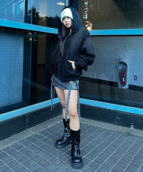 A'gem(エージェム)の「A'GEM/9 × .kom 『A'gem/エージェム』Spray Double Zip-Up Hoodie/スプレーダブルジップアップパーカー(パーカー・レディース・ホワイト/ブラック・FREE)」の14枚目の写真