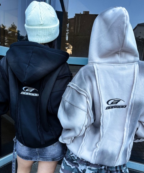A'gem(エージェム)の「A'GEM/9 × .kom 『A'gem/エージェム』Spray Double Zip-Up Hoodie/スプレーダブルジップアップパーカー(パーカー・レディース・ホワイト/ブラック・FREE)」の15枚目の写真