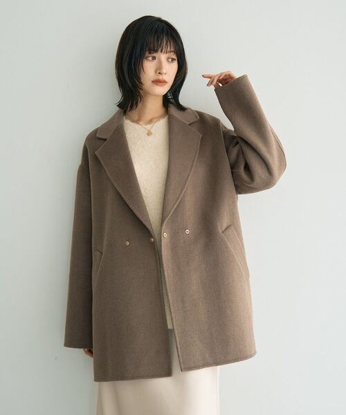 YECCA VECCA(イェッカヴェッカ)の「ウールMIXリバーミドル丈コート(その他アウター・レディース・ダークベージュ/チャコールグレー・FREE)」の2枚目の写真