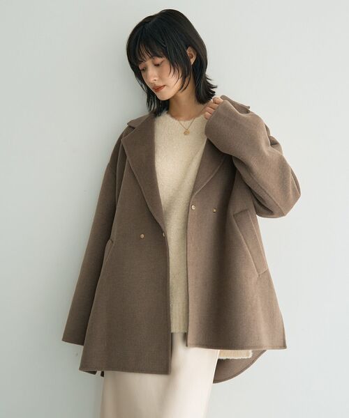 YECCA VECCA(イェッカヴェッカ)の「ウールMIXリバーミドル丈コート(その他アウター・レディース・ダークベージュ/チャコールグレー・FREE)」の4枚目の写真