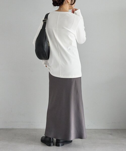 RIVE DROITE（リヴドロワ）の「MYSELFbyRD/PATCHING LONG TEE（Tシャツ/カットソー・レディース・オフホワイト/チャコールグレー・FREE）」の17枚目の写真