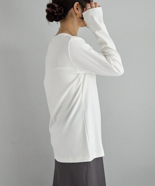 RIVE DROITE（リヴドロワ）の「MYSELFbyRD/PATCHING LONG TEE（Tシャツ/カットソー・レディース・オフホワイト/チャコールグレー・FREE）」の19枚目の写真